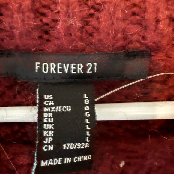 Forever 21 Burgundy and Mustard Striped Sweater - Picture 2 of 5